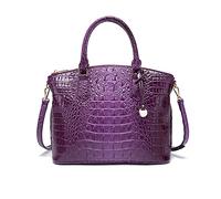 NICOLE & DORIS Classic Handbags for Women Crocodile Handbag Fashion Top-Handle Bags Work Bag Tote Bag Medium Size Shoulder Bags PU Leather Crossbody Bag Dark Purple