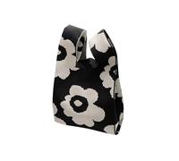 NICOLE & DORIS Crochet Bag Cute Woven Tote Bags Women's Clutches Lightweight Foldable for Shopping Travel Work Beige-black