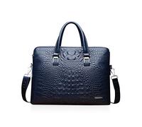 NICOLE & DORIS Crocodile Pattern Handbag for Men 2 Piece Tote Purse Women Business Work Bag Elegant Shoulder Bag Ladies Wallet PU Leather Briefcase Blue