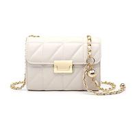 NICOLE & DORIS Crossbody Bags for Ladies Small Shoulder Bag Women Satchel Handbag PU Leather Purse Bag with Gold Chain Strap Party Evening Bag Phone Bags Side Bag White
