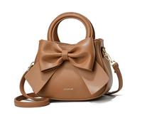 NICOLE & DORIS Cute Crossbody & Shoulder Bags - Mini PU Leather Top Handle Bags with Bowknot - Brown