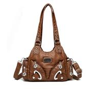NICOLE & DORIS Designer Handbags Women Top Handle Shoulder Bags Retro Crossbody Bag Soft PU Leather Slouch Handbag Multi Pocket Hobo Bags for Travel Work Shopping Brown
