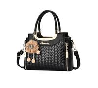 NICOLE & DORIS Designer Top Handle Bags Small Handbags for Women Exquisite Shoulder Bags PU Leather Crossbody Bag Printed Hand Bag with Pendant Black
