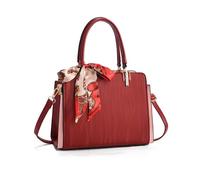 NICOLE & DORIS Elegant Handbags for Women Fashion Top Handle Bag Ladies Shoulder Bags PU Leather Crossbody Bag Ribbon Tote Bags Satchel Handbag with 3 Compartments Wine Red