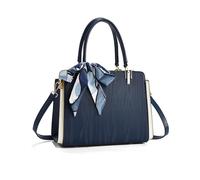 NICOLE & DORIS Elegant Handbags for Women Fashion Top Handle Bag Ladies Shoulder Bags PU Leather Crossbody Bag Ribbon Tote Bags Satchel Handbag with 3 Compartments Blue