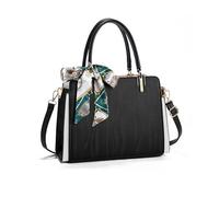 NICOLE & DORIS Elegant Handbags for Women Fashion Top Handle Bag Ladies Shoulder Bags PU Leather Crossbody Bag Ribbon Tote Bags Satchel Handbag with 3 Compartments Black