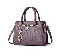 NICOLE & DORIS Elegant Handbags Women Tote Bag Medium Shoulder Bags Crocodile Top Handle Handbag PU Leather Satchel Bag Crossbody Bag for Shopping Travel Daily Use Purple