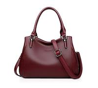 NICOLE & DORIS Elegant Tote Bag Women Handbag with Zipper Top Handle Bag Trend Shoulder Bag PU Leather Messenger Bag Casual Crossbody Bag Red Wine