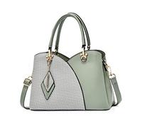 NICOLE & DORIS Elegant Women's Handbag with Multiple Pockets, Shoulder Bags Made of PU Leather, Handbag, Checked Shoulder Bag with Pendant, Green, L, casual