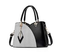 NICOLE & DORIS Elegant Women's Handbag with Multiple Pockets, Shoulder Bags Made of PU Leather, Handbag, Checked Shoulder Bag with Pendant