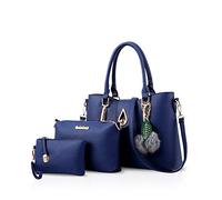 NICOLE&DORIS Fashion 3 PCS Bag Handbag Shoulder Women Bag Crossbody Totes Messenger Soft PU Leather Blue