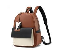 NICOLE & DORIS Fashion Backpack Water Resistant PU Leather Rucksack Bag Women Lightweight Ladies Work Daypack With Pendant Brown