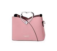 NICOLE & DORIS Fashion Handbag for Women Top Handle Bag PU Leather Messenger Bag Waterproof Shoulder Bag Ladies Crossbody Bag with Heart Shaped Handle Pink