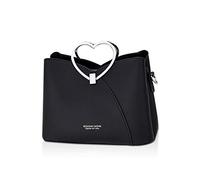 NICOLE & DORIS Fashion Handbag for Women - Top Handle & Crossbody Bag with Heart Shaped Handle - Waterproof & Messenger Bag - PU Leather - Black