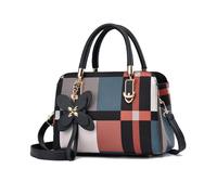 NICOLE & DORIS Fashion Handbags for Women Plaid Shoulder Bags Small Handbag Crossbody Bag PU Leather Messenger Bag Satchel Bag with Pendant Black