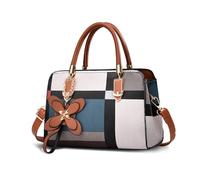 NICOLE & DORIS Fashion Handbags for Women Plaid Shoulder Bags Small Handbag Crossbody Bag PU Leather Messenger Bag Satchel Bag with Pendant Brown