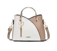 NICOLE & DORIS Fashion Handbags for Women Small Top Handle Bags Crossbody Bag Contrast Color Shoulder Bags PU Leathe Girls Messenger Bags Party Purses Satchel Bag Khaki
