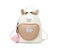 NICOLE & DORIS Fashion Ladies Backpack Mini Daypack Cute Rabbit Ear Small Rucksack Waterproof PU Leather for Teen Girls Khaki A