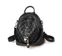 NICOLE & DORIS Fashion Leather PU Rucksack Lightweight Backpack for Women Shoulder Bag Multipocket Daypack with Detachable Straps Black A