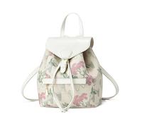 NICOLE & DORIS Fashion Mini Backpacks Women Backpack Flowers Small Cute Backpacks Anti Theft Rucksack Girls Daypack PU Leather Handbag Backpack with Flap Beige