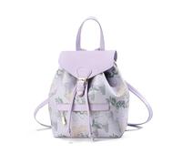 NICOLE & DORIS Fashion Mini Backpacks Women Backpack Flowers Small Cute Backpacks Anti Theft Rucksack Girls Daypack PU Leather Handbag Backpack with Flap Purple