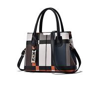 NICOLE & DORIS Fashion Top Handle Bag Designer Women Handbags Plaid Shoulder Bags Ladies Classic Tote Bag PU Leather Crossbody Bag Girls Messenger Bag Black