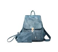 NICOLE & DORIS Fashion Women Backpack Ladies Canvas Rucksack Casual Daypack Girls School Backpack Large Capacity Backpack with Purse Blue