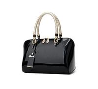 NICOLE & DORIS Fashion Women Handbag Patent Leather Bags Designer Top-handle Bags Shoulder Bags Crossbody Bag Elegant Clutches Evening Bags Black