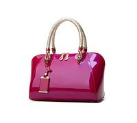 NICOLE & DORIS Fashion Women Handbag Patent Leather Bags Designer Top-handle Bags Shoulder Bags Crossbody Bag Elegant Clutches Evening Bags Rose