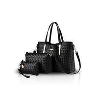 NICOLE & DORIS Fashion Women Handbags 3 Pcs Set Bag Large Capacity Tote Bag Crossbody bag Simple Clutch bags Ladies Purse Shoulder bags Black