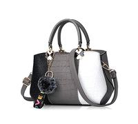 NICOLE & DORIS Fashion Women Handbags Tote Bag for Ladies Shoulder Bag Crossbody Bag Messenger Bag PU Leather Classic Design Grey 3