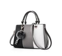NICOLE & DORIS Fashion Women Handbags Tote Bag for Ladies Shoulder Bag Crossbody Bag Messenger Bag PU Leather Classic Design Grey 4