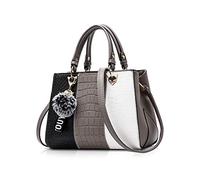 NICOLE & DORIS Fashion Women Handbags Tote Bag for Ladies Shoulder Bag Crossbody Bag Messenger Bag PU Leather Classic Design Grey 1
