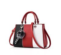 NICOLE & DORIS Fashion Women Handbags Tote Bag for Ladies Shoulder Bag Crossbody Bag Messenger Bag PU Leather Classic Design Wine red 4