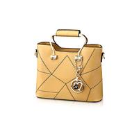 NICOLE & DORIS Fashion Women Small Handbag PU Leather Structured Shoulder Bag Satchel with Metal Crystal Tassel Yellow