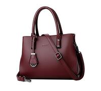 NICOLE & DORIS Faux Leather Handbag for Women Crossbody Bag Large Capacity Shoulder Bag Elegant Design Top Handle Bag Simple Tote Bag for Daily Shopping Red Wine
