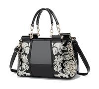 NICOLE&DORIS Handbag - Fashion Women's Patent Leather Shoulder Bag, Elegant Black Shopper