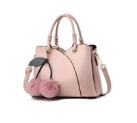 NICOLE & DORIS Handbag Women Shoulder Bag Fashion Top Handle Bags Ladies Elegant Handbags Multi Pocket Tote Bag Crossbody Bag with Pom Pom Pink