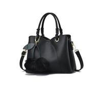 NICOLE & DORIS Handbag Women Shoulder Bag Fashion Top Handle Bags Ladies Elegant Handbags Multi Pocket Tote Bag Crossbody Bag with Pom Pom Black