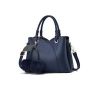 NICOLE & DORIS Handbag Women Shoulder Bag Fashion Top Handle Bags Ladies Elegant Handbags Multi Pocket Tote Bag Crossbody Bag with Pom Pom Blue