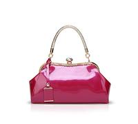 NICOLE & DORIS Handbags for Woman Patent leather Glossy Shell Clutches Evening Bags fashionable for Party Rose