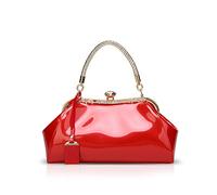 NICOLE & DORIS Handbags for Woman Patent Leather Glossy Shell Clutches Evening Bags Fashionable for Party Red