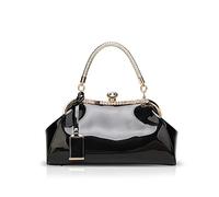 NICOLE & DORIS Handbags for Woman Patent Leather Glossy Shell Clutches Evening Bags Fashionable for Party Black