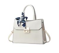 NICOLE & DORIS Handbags for Women Elegant Medium Tote Bags Exquisite Top Handle Bags PU Leather Shoulder Bag Crossbody Bag Flowers Handbag with Ribbon White Wave Pattern