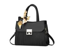 NICOLE & DORIS Handbags for Women Elegant Medium Tote Bags Exquisite Top Handle Bags PU Leather Shoulder Bag Crossbody Bag Flowers Handbag with Ribbon Black Wave Pattern