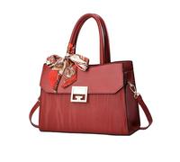 NICOLE & DORIS Handbags for Women Elegant Medium Tote Bags Exquisite Top Handle Bags PU Leather Shoulder Bag Crossbody Bag Flowers Handbag with Ribbon Burgundy Wave Pattern