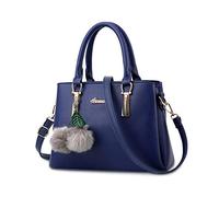 NICOLE&DORIS Handbags for Women Handbags with Pompom Fashion top Handles Crossbody Bags Messenger Bags for Women Faux Leather Navy Blue
