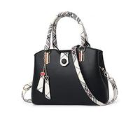 NICOLE & DORIS Handbags for Women New Shoulder Bag Exquisite Ladies Top Handle Bags PU Leather Designer Crossbody Bag with Stripe and Pendants Black