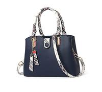 NICOLE & DORIS Handbags for Women New Shoulder Bag Exquisite Ladies Top Handle Bags PU Leather Designer Crossbody Bag with Stripe and Pendants Navy Blue