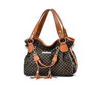 NICOLE & DORIS Hobo Bags for Women Tote Handbag Soft PU Leather Vintage Shoulder Bag Large Capacity Large Capacity Top Handle Shopper Bags Printed Handbags Butterfly Brown